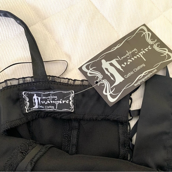 Laughing Vampire gothic satin & floral lace prom dress deadstock 90’s vintage M - Picture 11 of 16